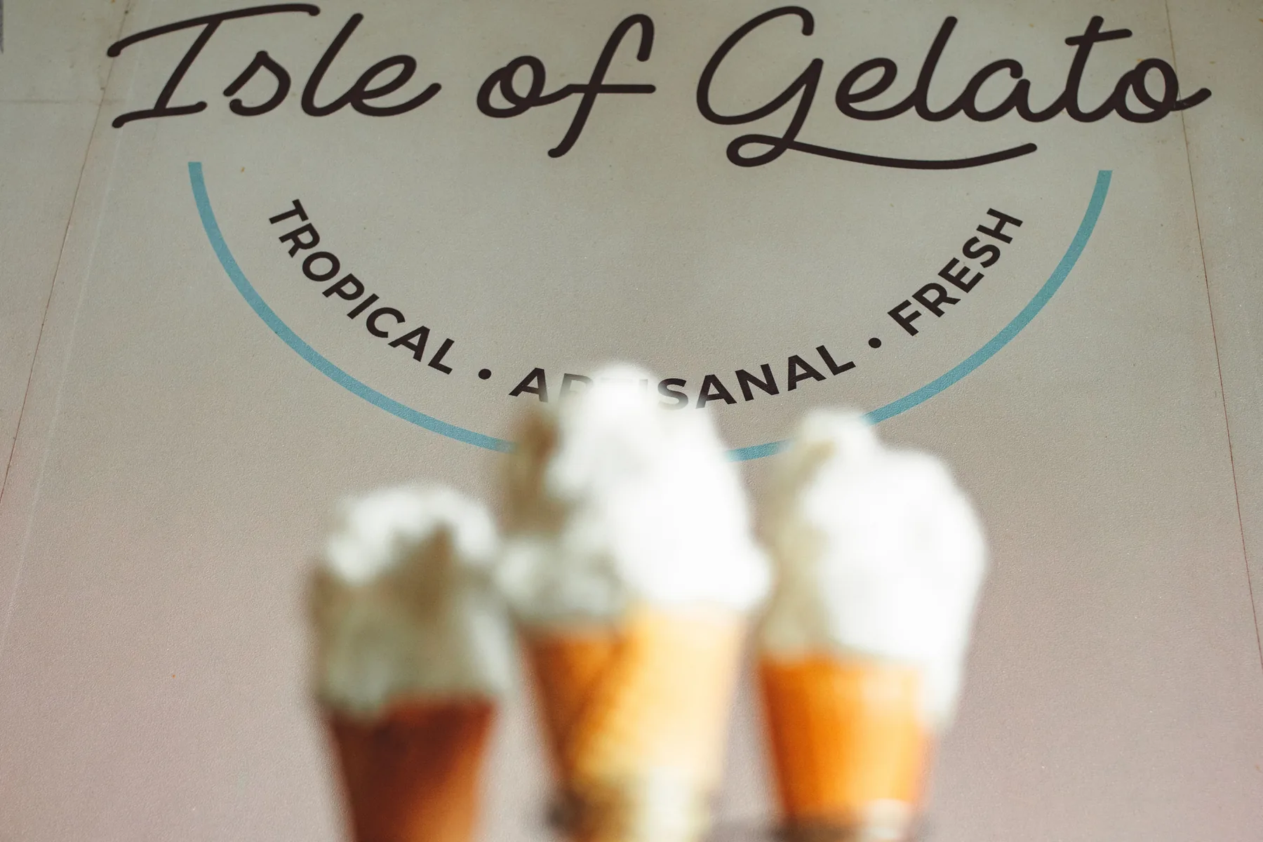 Gelato shop display with assorted flavours